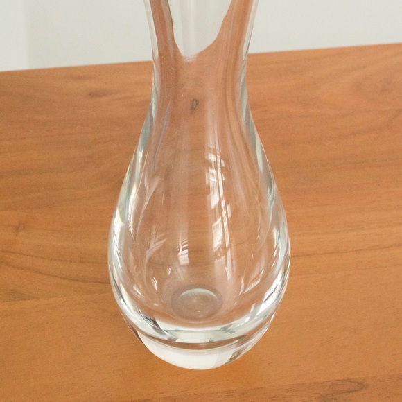 Vintage Glass Bud Vase Hand Blown Skinny Curved Hourglass Shape Modernist 13” - Picture 5 of 7